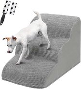Bol.com PolkaHome Hondentrap voor kleine honden en katten 3 treden grijs spons met hoge dichtheid wasbare hoes dierenhaarverwijd... aanbieding