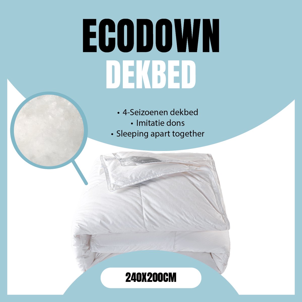 LINNICK Ecodown 4 Seizoenen Dekbed - Ecodown Dekbed 240x200 - Wit - 550 gr/m2 - Zomerdekbed & Winterdekbed - Partner Dekbed - 4 Seizoenen Dekbed 240x200cm - Lits Jumeaux - Dekbedden