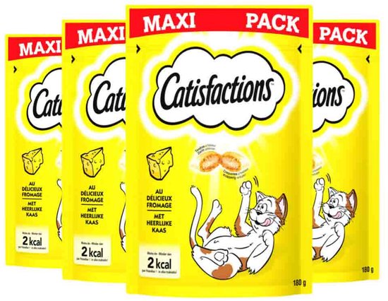Catisfactions Kattensnoepjes Kaas - 4 x 180 gr - Voordeelverpakking