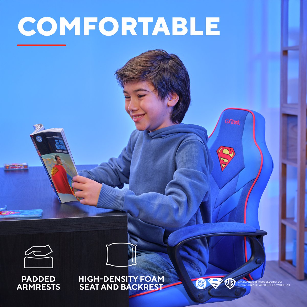 Trust GXT 703SM Revvo Kinder Gaming Stoel Blauw - afbeelding 2