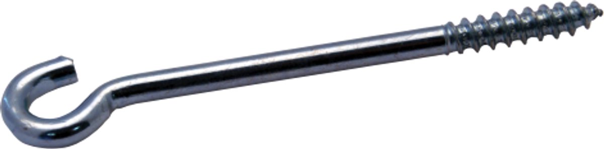 Rolhaken 4,40 x 90 mm – gegalvaniseerd ijzer, zak à 2 stuks - lange schroefhaak