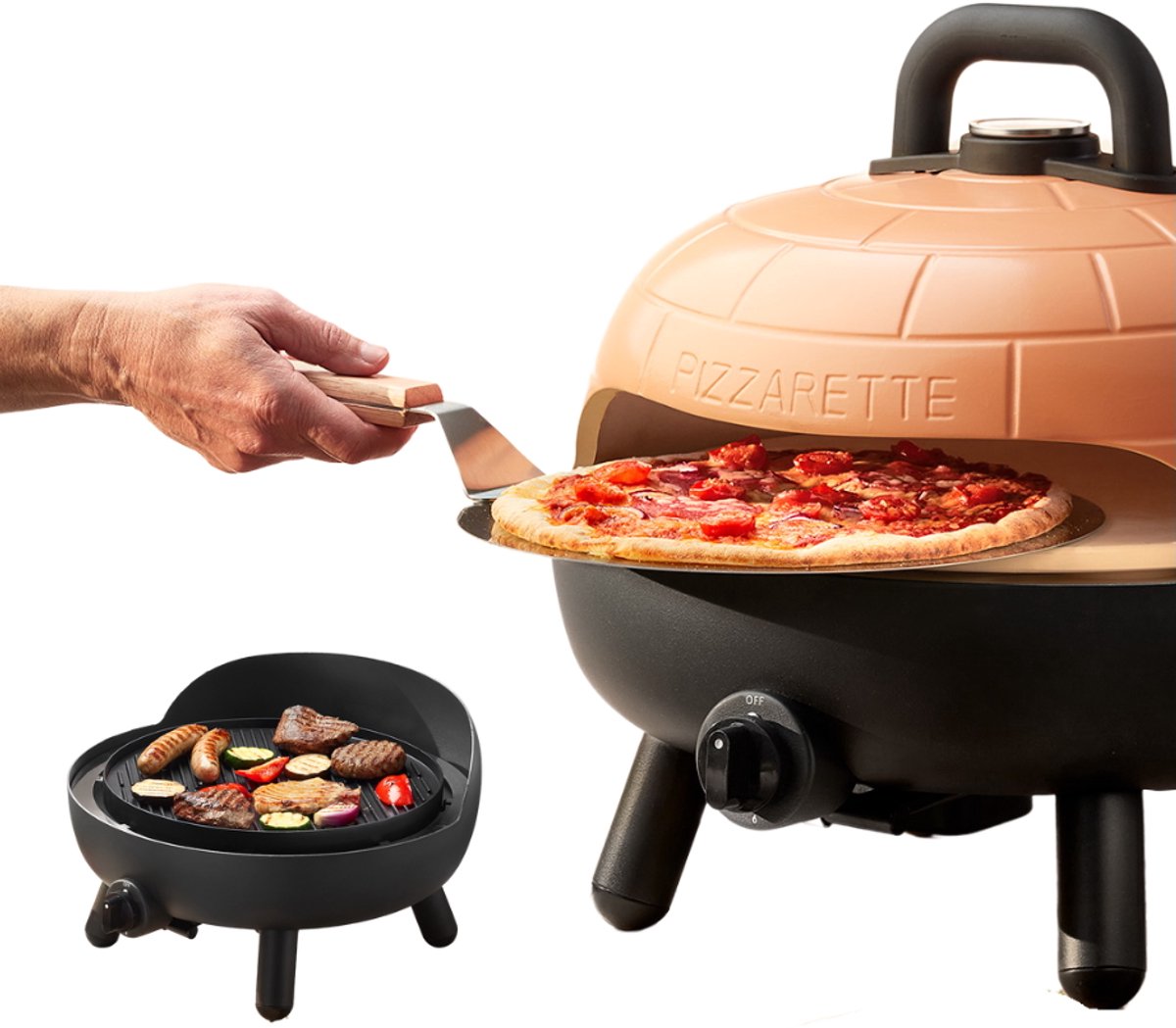 Pizzaoven 2 in 1. Voor grote pizza's met originele chamotte - Product - €239,00