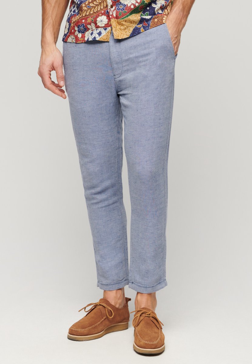 Superdry Linnen broek met trekkoord Heren Broeken Marineblauw