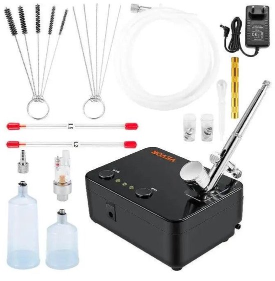 thumbnail image 2 of 0.3mm Dual Action Airbrush Kit With Compressor – Paint Spray Gun For Crafts, Models, Nails 2 of 4