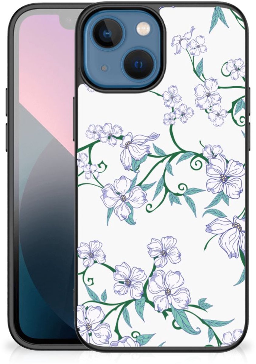 Apple iPhone 13 mini Uniek Bloemen Hoesje Blossom White