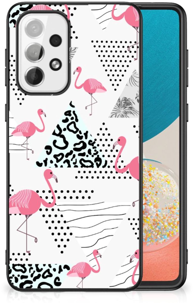 Samsung Galaxy A73 Dierenprint Telefoonhoesje Flamingo Triangle
