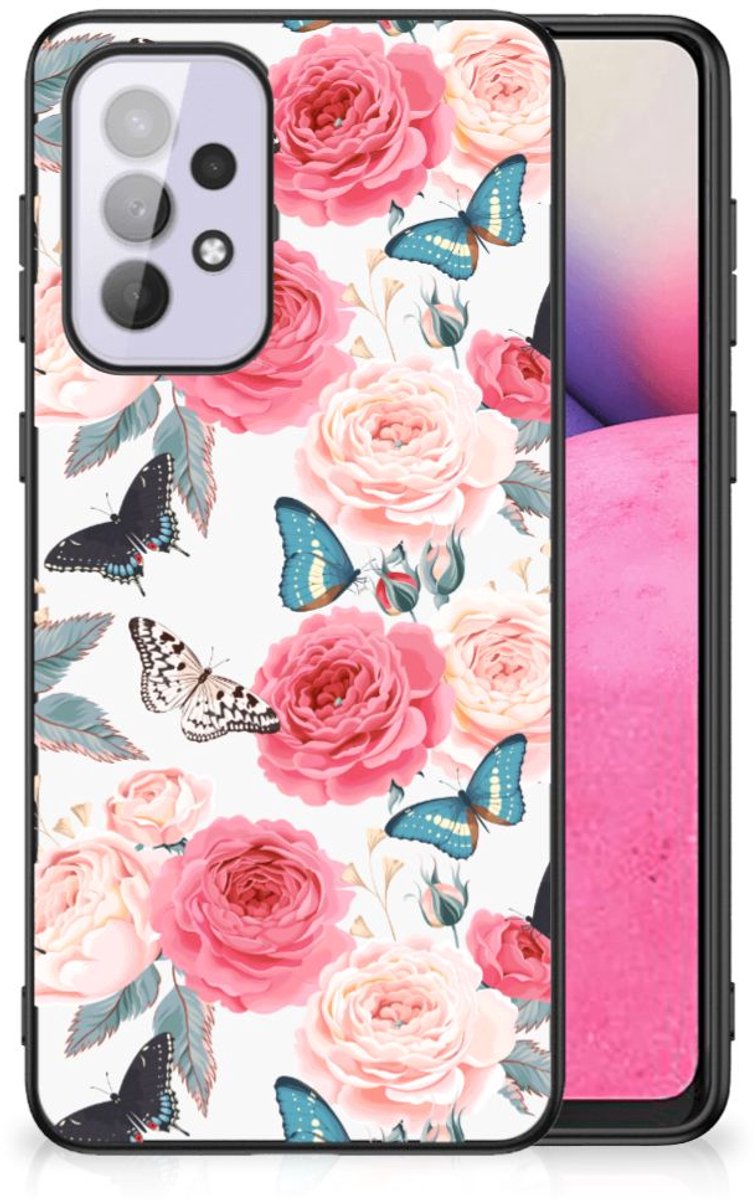 Samsung Galaxy A33 5G Bloemen Hoesje Butterfly Roses