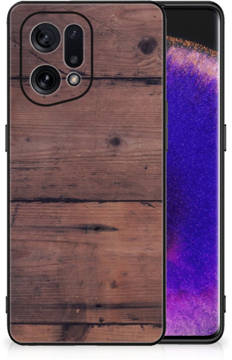 OPPO Find X5 Houten Print Telefoonhoesje Old Wood