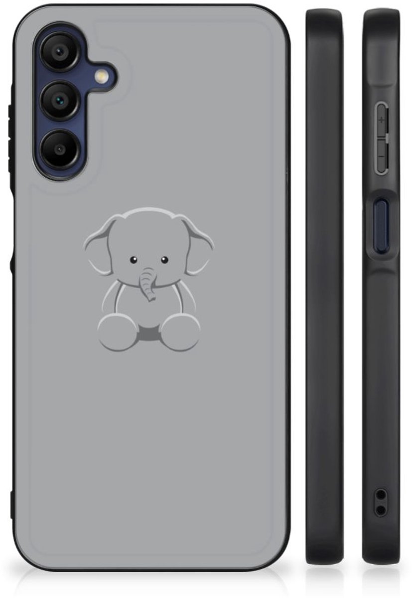 Back Cover voor Samsung Galaxy A15 Hoesje Grijs Baby Olifant