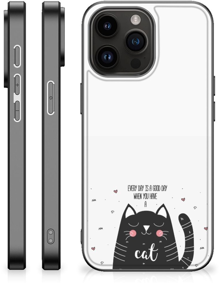 Back Cover voor iPhone 15 Pro Max Hoesje Cat Good Day
