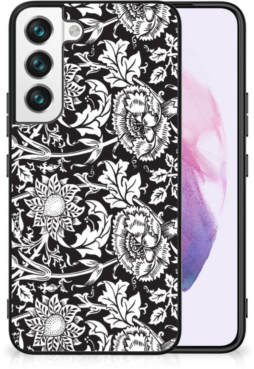 Samsung Galaxy S22 Bloemen Hoesje Black Flowers