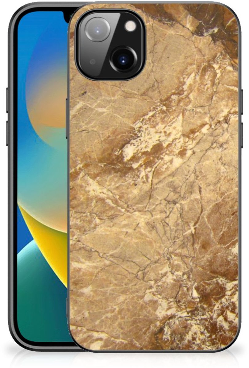 iPhone 14 Plus Marmeren Print Telefoonhoesje Marmer Creme