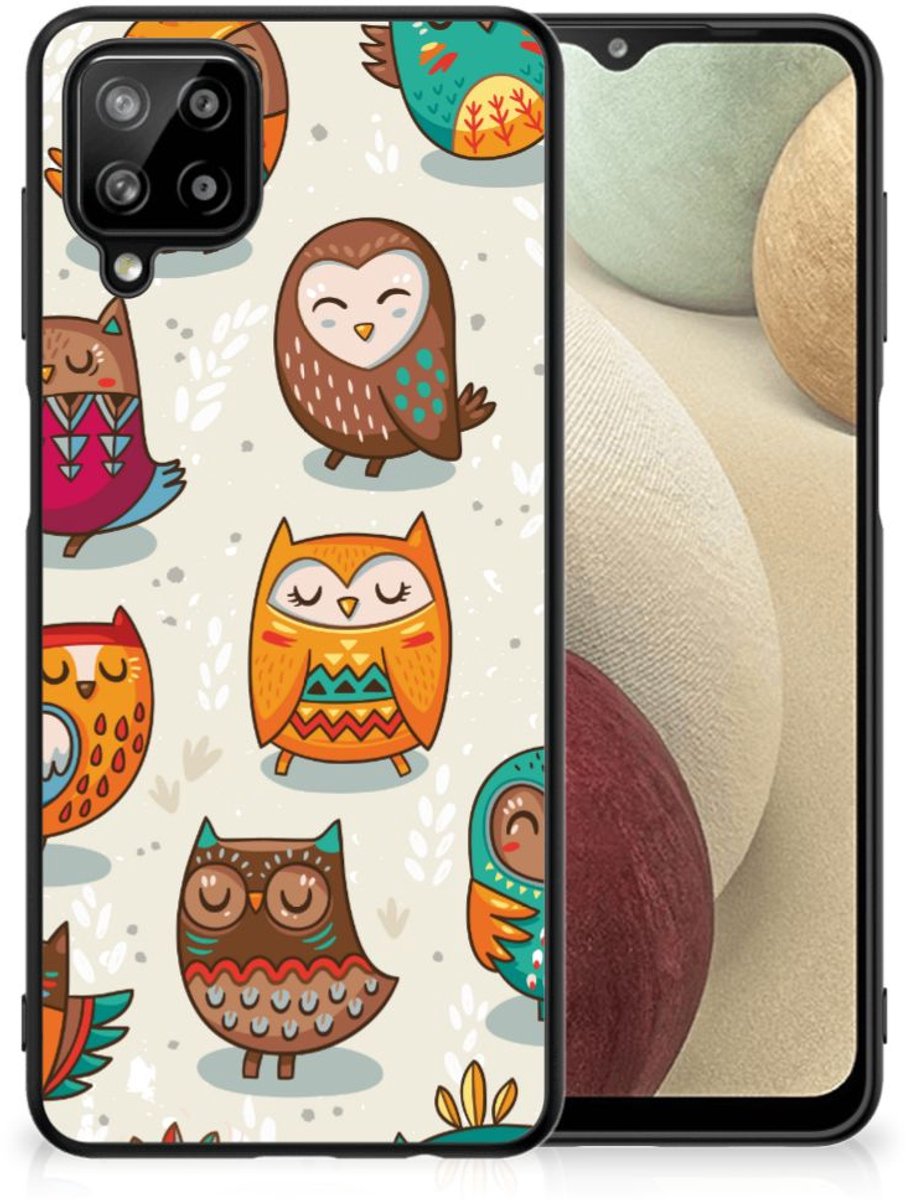 Samsung Galaxy A12 Dierenprint Telefoonhoesje Vrolijke Uilen