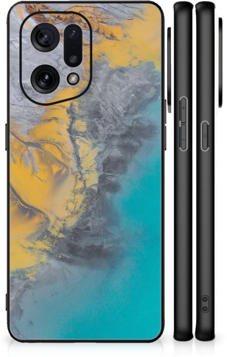 OPPO Find X5 Marmeren Print Telefoonhoesje Marble Blue Gold