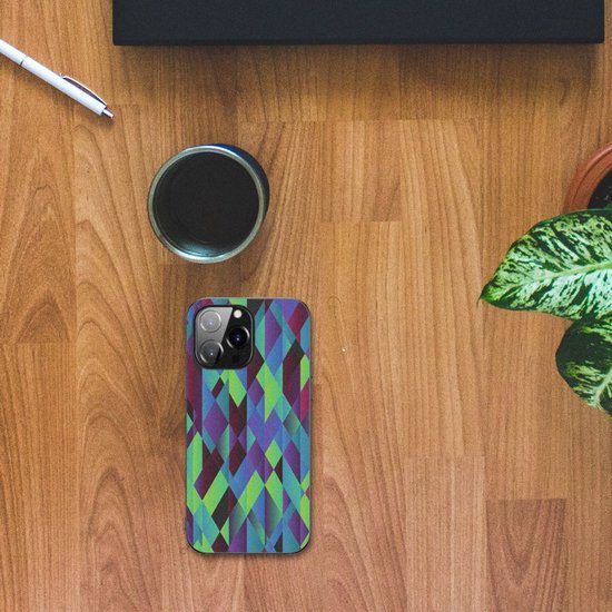Coque pour Smartphone avec naam Coque en Silicone TPU pour iPhone 14 Pro Max avec Bordure Noire Abstrait Vert Blauw