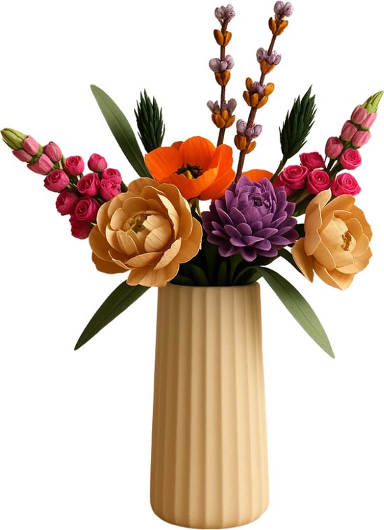Vaas voor bouwbloemen – geschikt voor LEGO bloemen, orchidee, bonsai en rozen – Neutral Sand – Ø100 x H220 mm