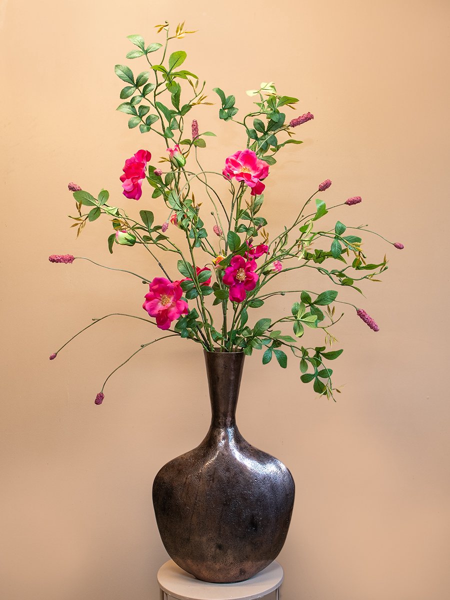 Boeket kunstbloemen Little Rose – Luxe zijden bloemen – Stijlvol kunstboeket van 80 cm hoog