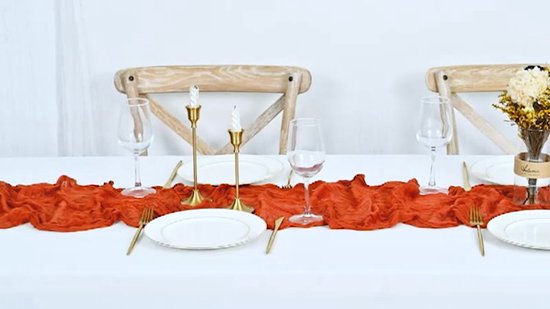 Chemin de table en étamine PolkaHome® 1 pièce – Nappe en étamine de coton – Chemins de table textile et nappe 90 x 300 cm – Chemin de table en étamine, étamine (Fuchsia)