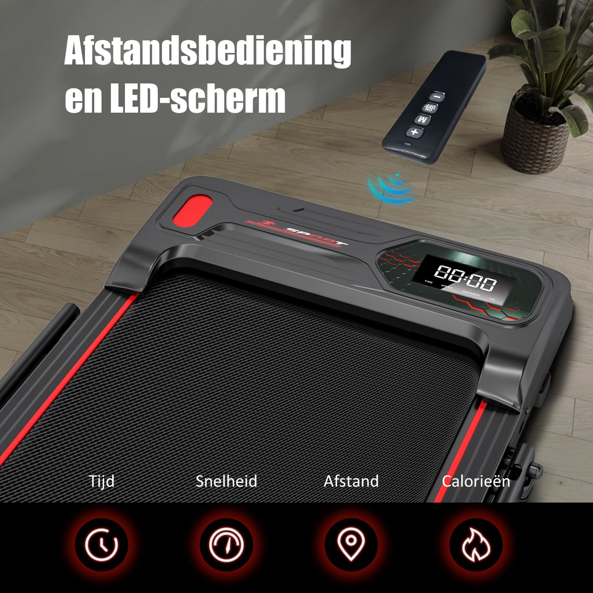 Afbeelding 3 van Y-RAIN Elektrische Loopband, Walking Pad, Wandelband, Inklapbaar loopband, 2-in-1, 1-12km/u, 2,25 pk Motor, Afstandsbediening, LED-display, Veiligheidssleutel, ipad/mobiele telefoon houder.