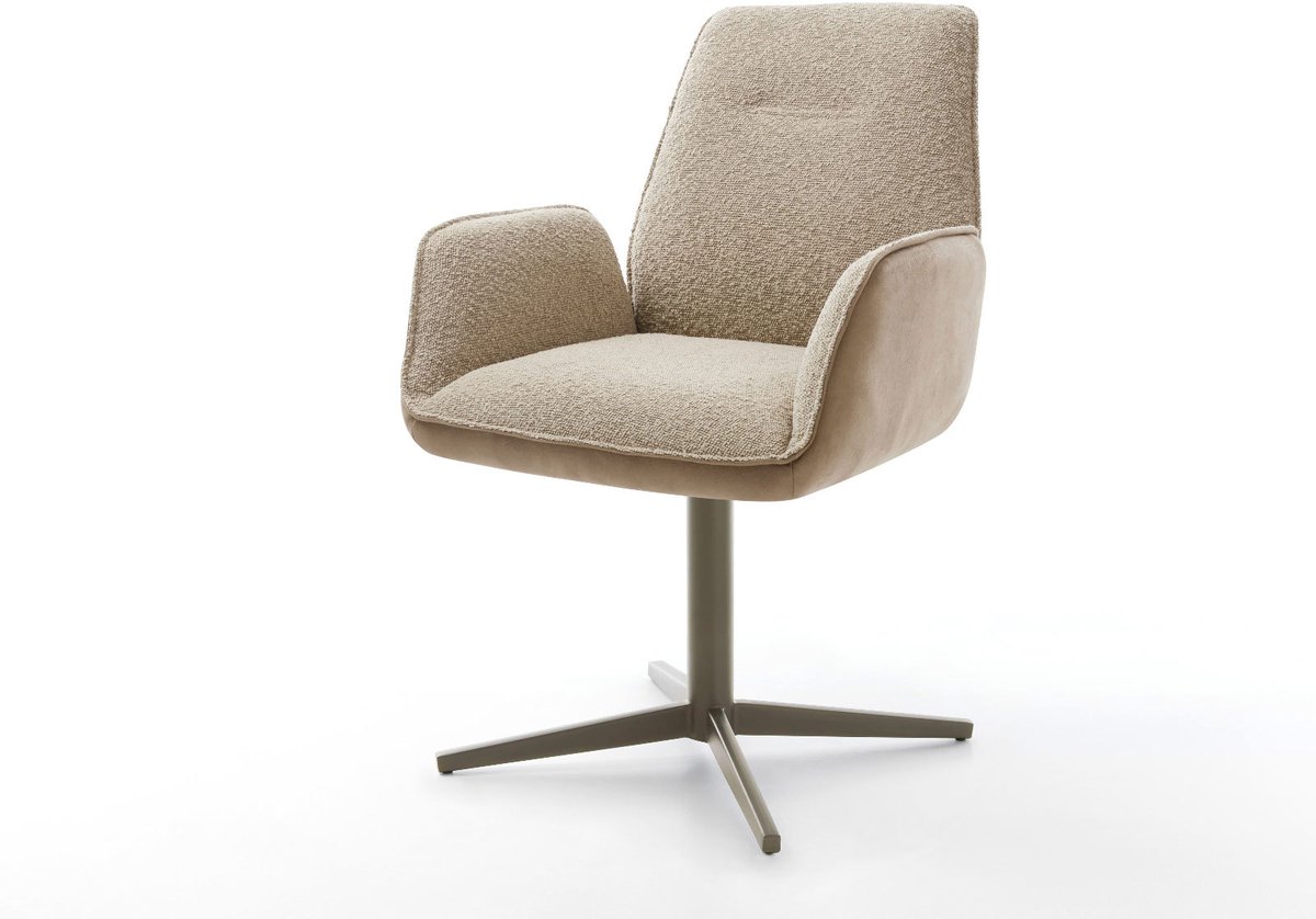 Eetkamerstoel Zoa-Flex kruispoot afwerking met titanium materiaalmix mud 360° draaibaar po
