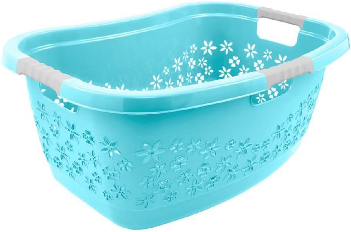 Goedkoopste Ergonomische wasmand met luchtdoorlatend ontwerp - 50L, lichtblauw