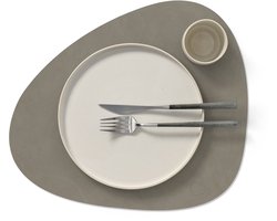 LIND DNA Placemats Nupo - Leer - Flint Grey - Curved - 44 x 37 cm - 2 Stuks