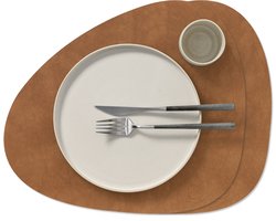 LIND DNA Placemats Nupo - Leer - Nature - Curved - 44 x 37 cm - 2 Stuks