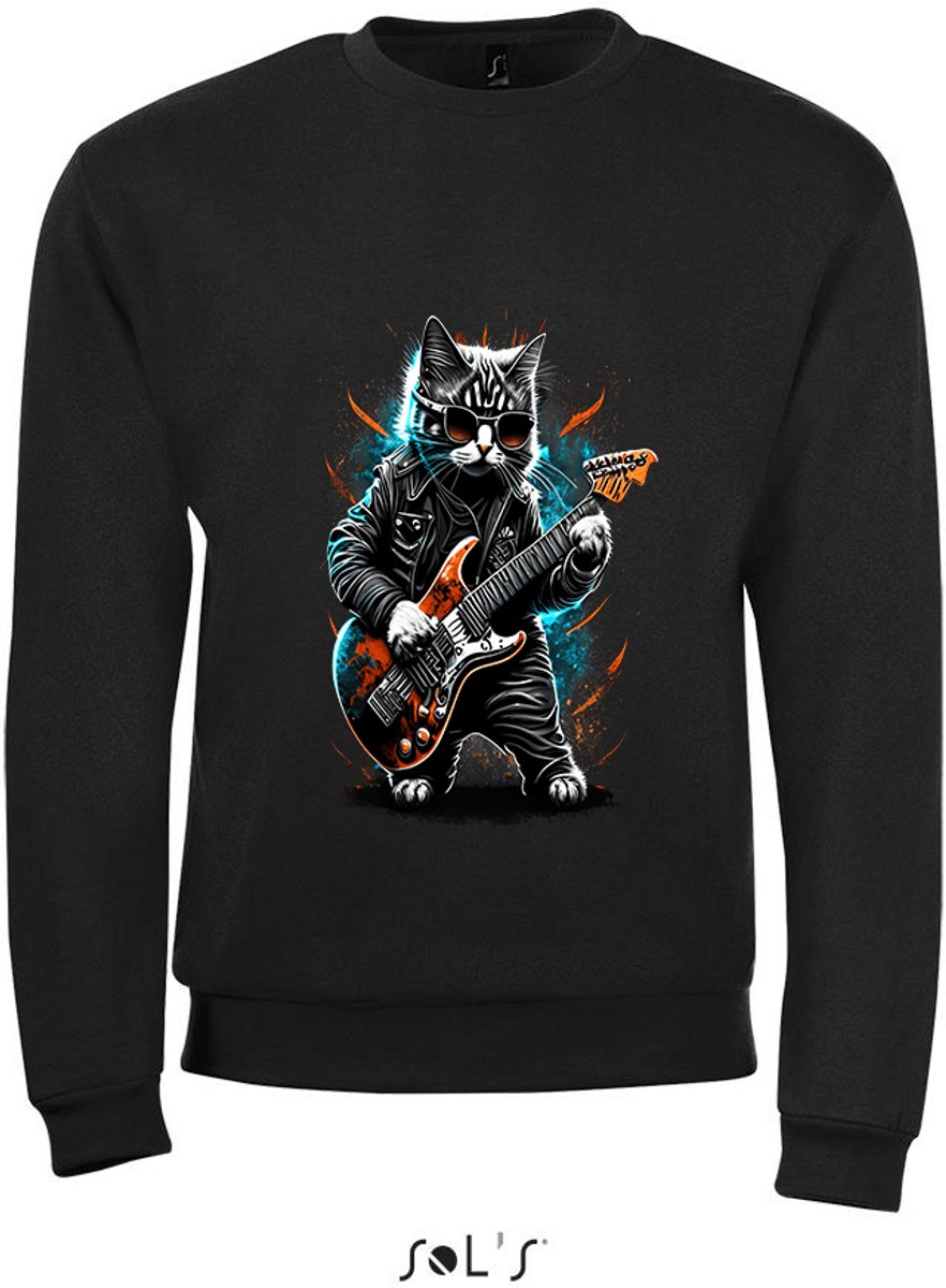 Sweatshirt 2-139 Kat speelt gitaar