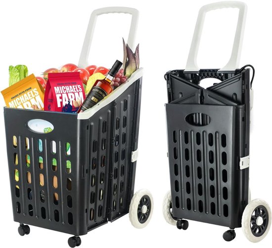 Packaway 50 liter boodschappentrolley met trapwielen - Black