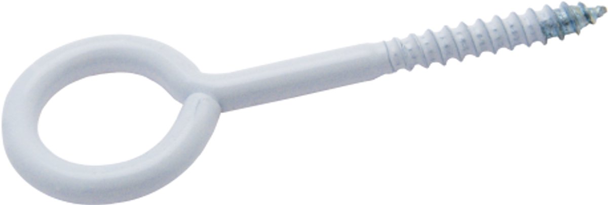 Schroefoog 3,00 x 30 mm – wit epoxy gecoat ijzer – oog Ø 8 mm – zak à 4 stuks