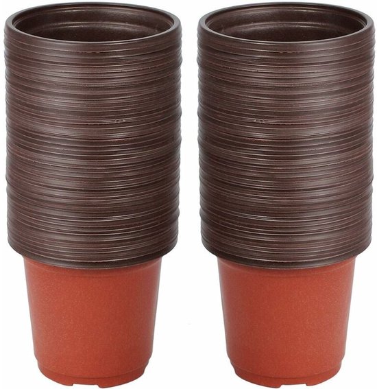 Small Plant Pots, 100 Pieces Reusable Plastic Seedling Pots/Nursery Pots, Round Plant Pots/Transplant Pots/Planting Pots for Indoor Planting and E