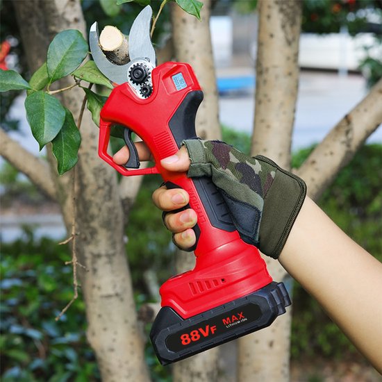 Batterij snoeien elektrische tuinschaar, 0-40 mm snijdiameter, progressief digitaal display, met 2 batterij, 21V tree schaar, rood van Merkloos	 — afbeelding 4