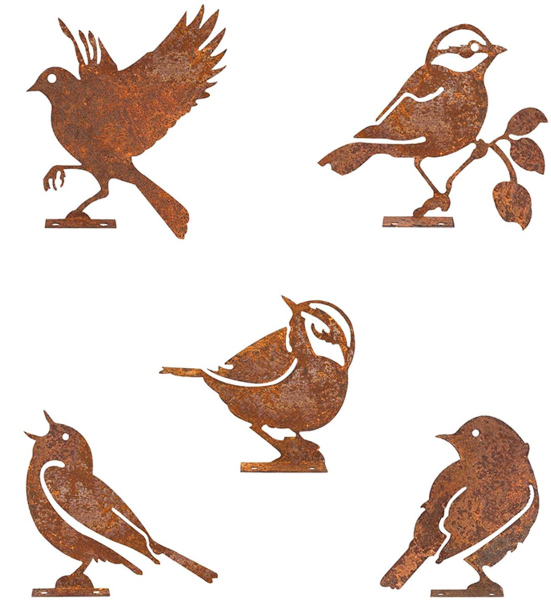 Roestige tuindecoraties - Vogelsilhouetten