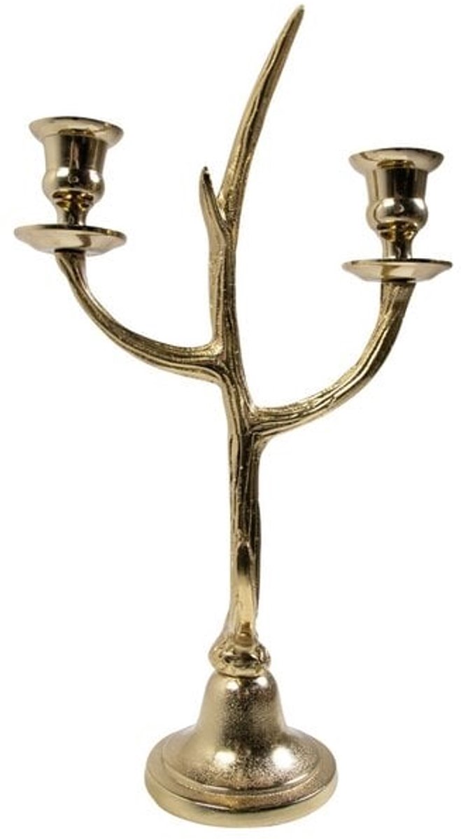 Mars & More Kaarsen Standaard gewei goud 2 h38cm Zilver