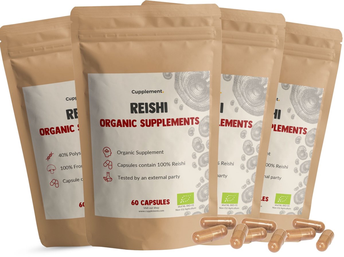 Goedkoopste Cupplement Reishi 500MG 60 Vegan Capsules – Biologische Paddenstoel – Immuunsysteem, Ontspanning, Slaap & Vitaliteit – Zonder Toevoegingen – Laboratoriumgetest – Past Door Brievenbus – Geen Poeder of Extract – Mushroom Superfood – 30 Dagen
