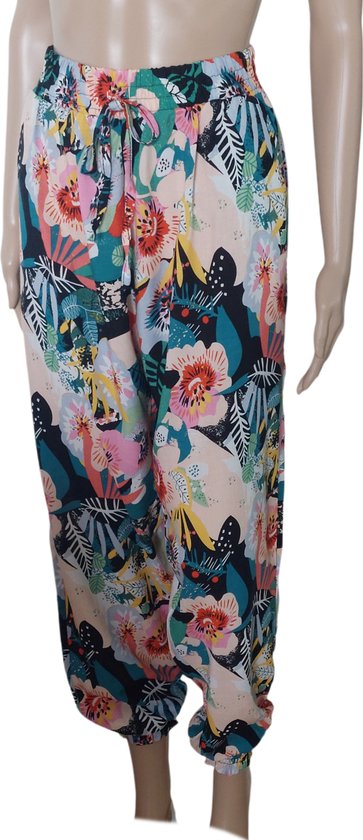 Broek - Zomerbroek - Yoga broek - Strandbroek - Palazzo - Elastische Band - Dames - Comfort - Kleur Meerkleurig - Maat 44-46