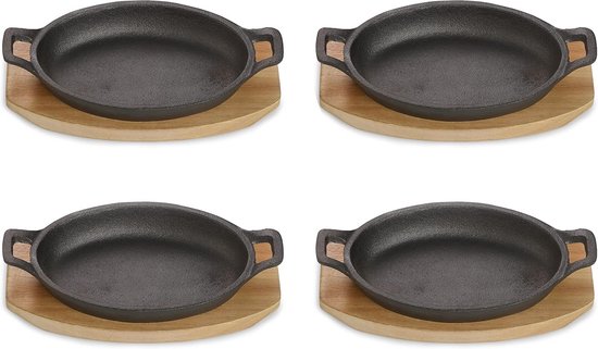 Foto: Serving bowl set with serving board 4 piece pre fired cast iron pans and baking dish for oven barbecue and bbq