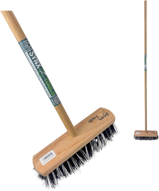 Synx Tools Balai dur Old Dutchie - Balai de jardin - Balai écologique - Modèle Old Dutchie - Balai de rue - Balais - Balai balai - Balai extérieur avec manche 150 cm - Produits d'entretien - Brosses à récurer