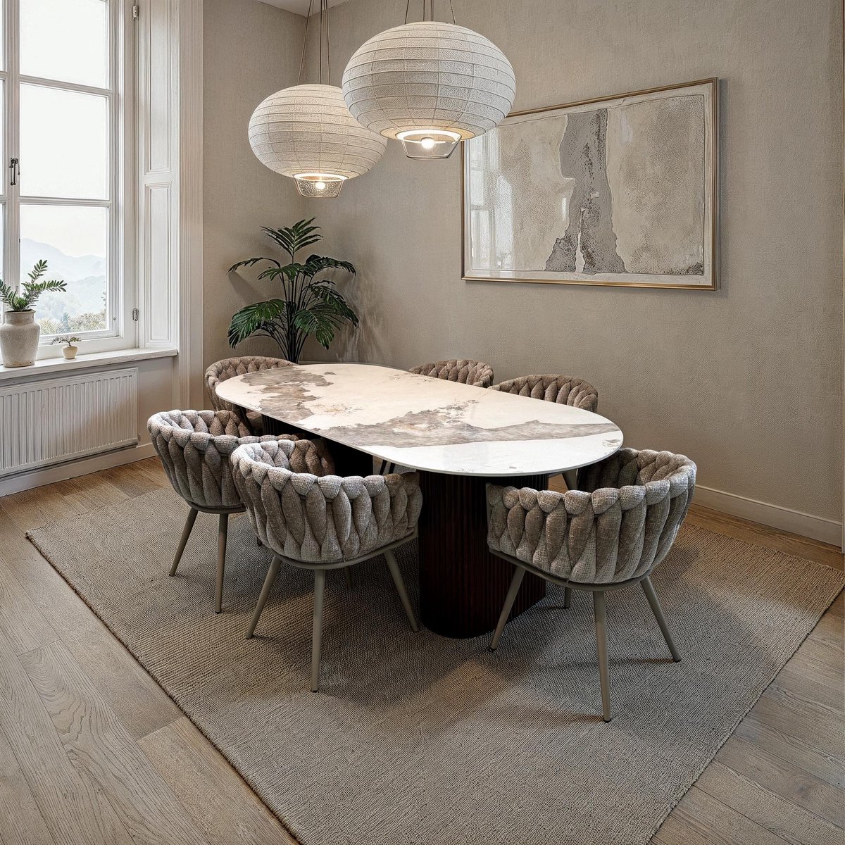 Urban Chique Eettafel Keramisch Marmer