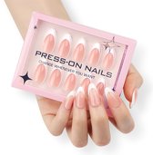 Press on nails – Nepnagels– Amandelvorm – 30 stuks – Lang - French Manicure