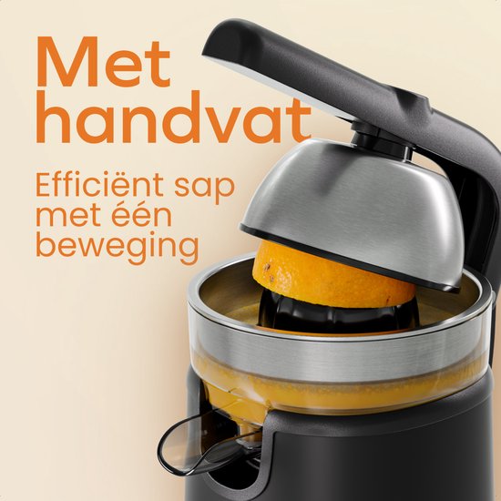 KitchenBrothers Citruspers - Elektrische Sinaasappelpers en Citroenpers - Met Uitloop en Pershendel - Compact - 0.35L - Zwart van KitchenBrothers — afbeelding 4