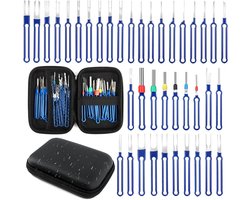 Allecto Premium - 39-delige set voor het ontgrendelen en verwijderen van kabelverbinders voor auto's met beschermhoes - handig gereedschap auto elektronica - professionele tool set autoonderhoud.