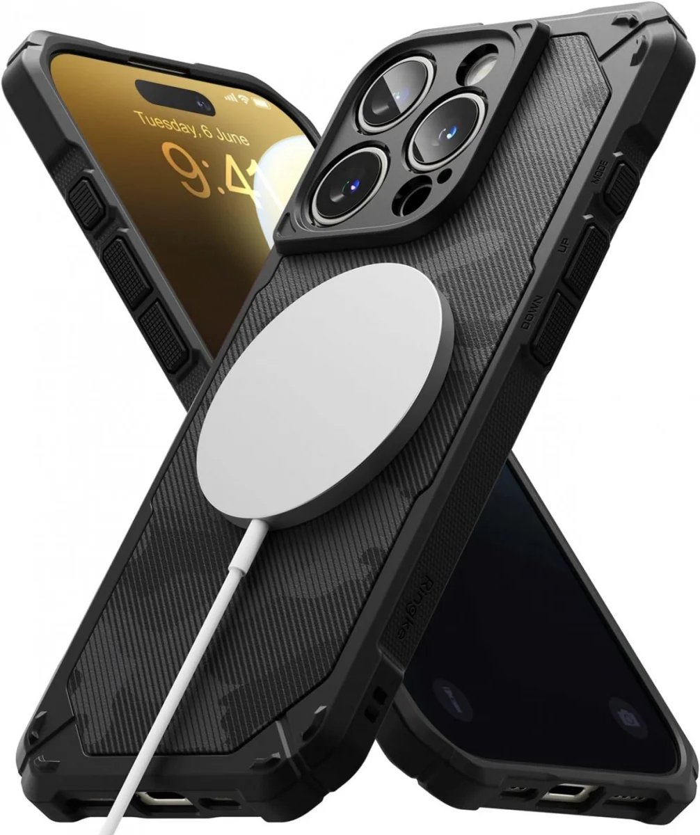 Ringke Rugged Gear Magnetic - Hoesje Geschikt voor Apple iPhone 16 Pro Max - Back Cover Compatibel met MagSafe - Shockproof TPU - Camo Zwart