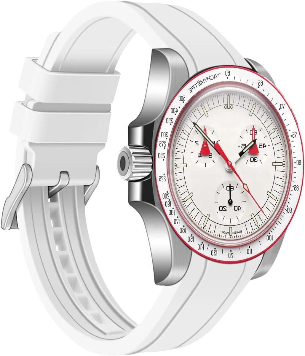 Allecto Premium - Universele siliconen horlogeband 20 mm 22 mm zacht rubber voor Moonswatch - Sportreservehorlogebandjes - Diverse kleuren - Heren en dames - 20 mm breed - Comfortabel en duurzaam