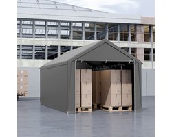Tentgarage Grote Carport Garagetent Autoluifel Garageluifel Opslagtent Uv-Bestendig Waterdichte Schuilplaats Met Oprolbaar Raam (3x6 M, Grijs)