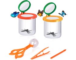 Insectenloep - 2-delige - Vergrootglas Set voor Kinderen - Hulpmiddel voor Wetenschap en Natuuronderzoek voor Kinderen - met Pincet, Clip en Priem - Insectenvergroteronderzoeksset - Geschikt Voor Kinderen om Insecten te Observeren