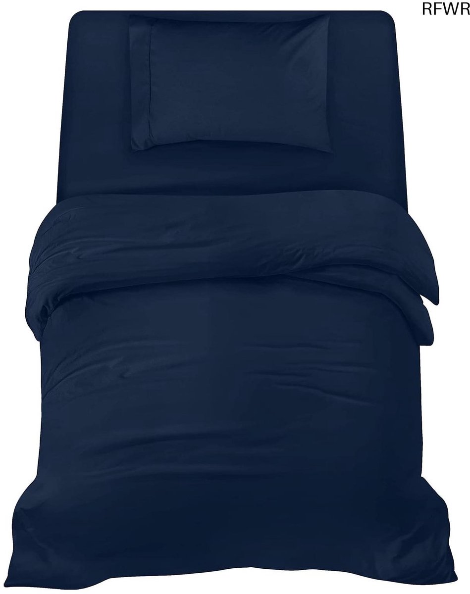RFWR Zachte Microvezel Beddengoed Set - Dekbedovertrek, Hoeslaken en Kussensloop, Marineblauw - 135x200 cm