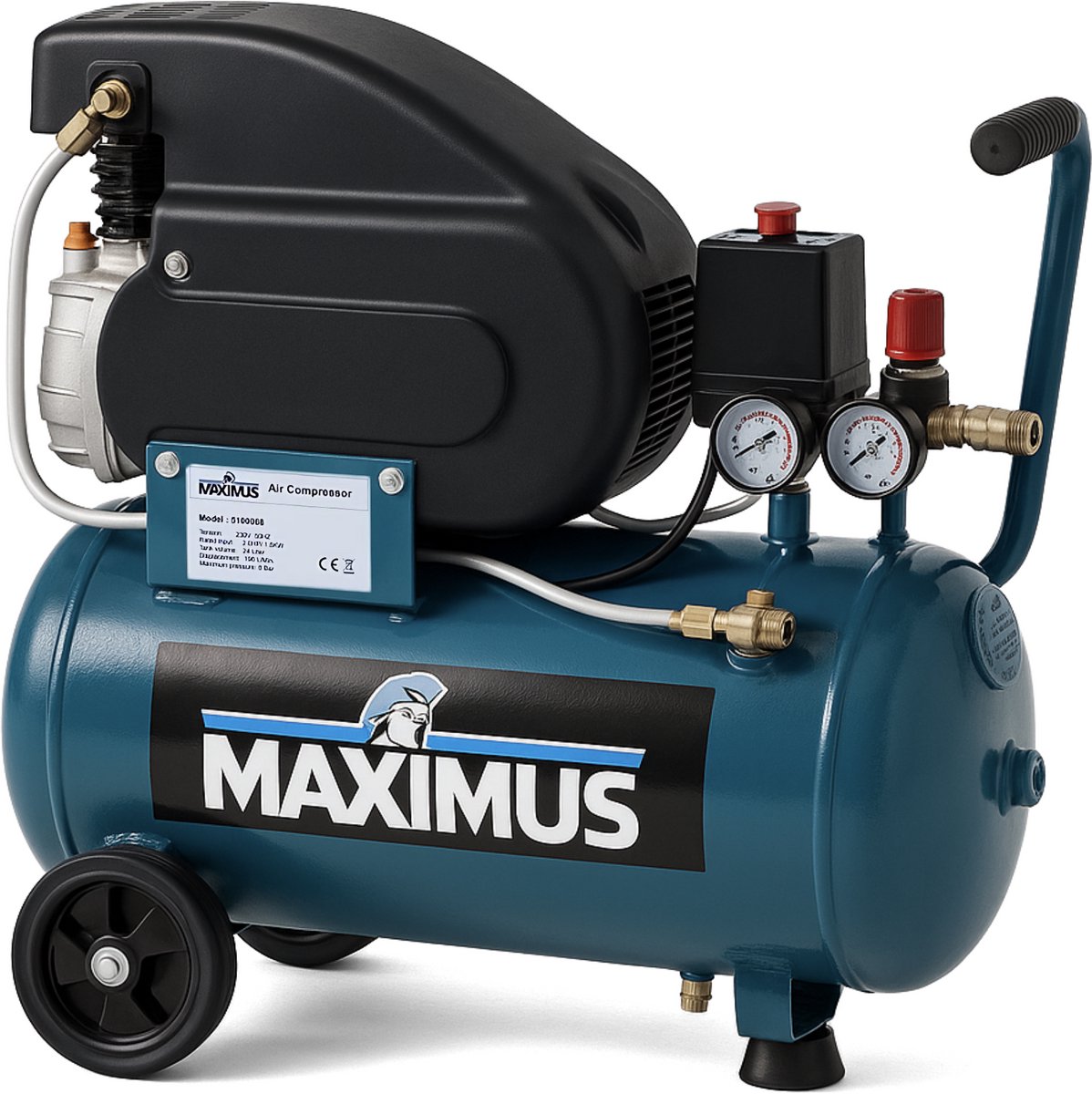 Luchtcompressor - Compressor – 24 Liter – 8 Bar – Oliegesmeerd – Stil & Krachtig | Maximus