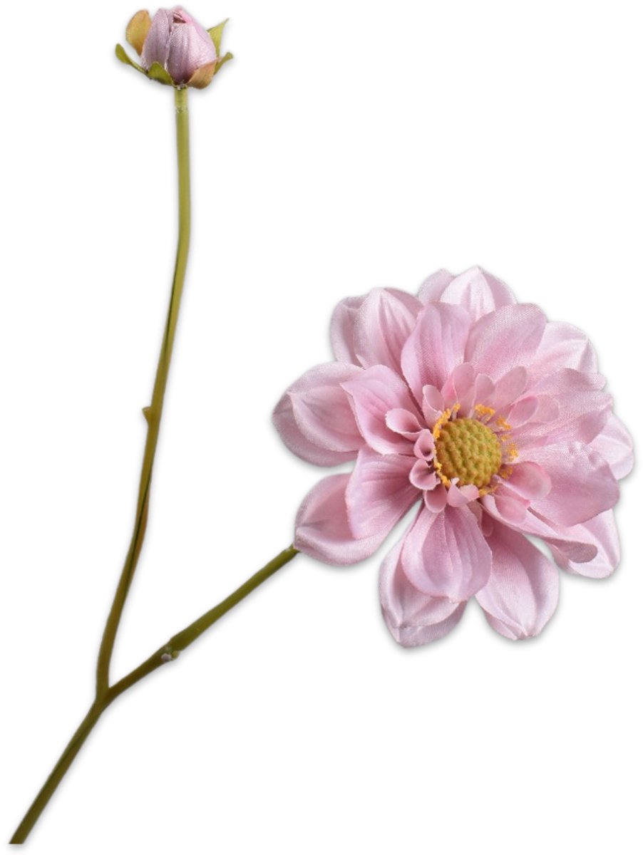 Silk-ka Kunstbloem-Zijden Bloem-Kunsttak Dahlia Steel Roze 48 cm Per 3 Stuks