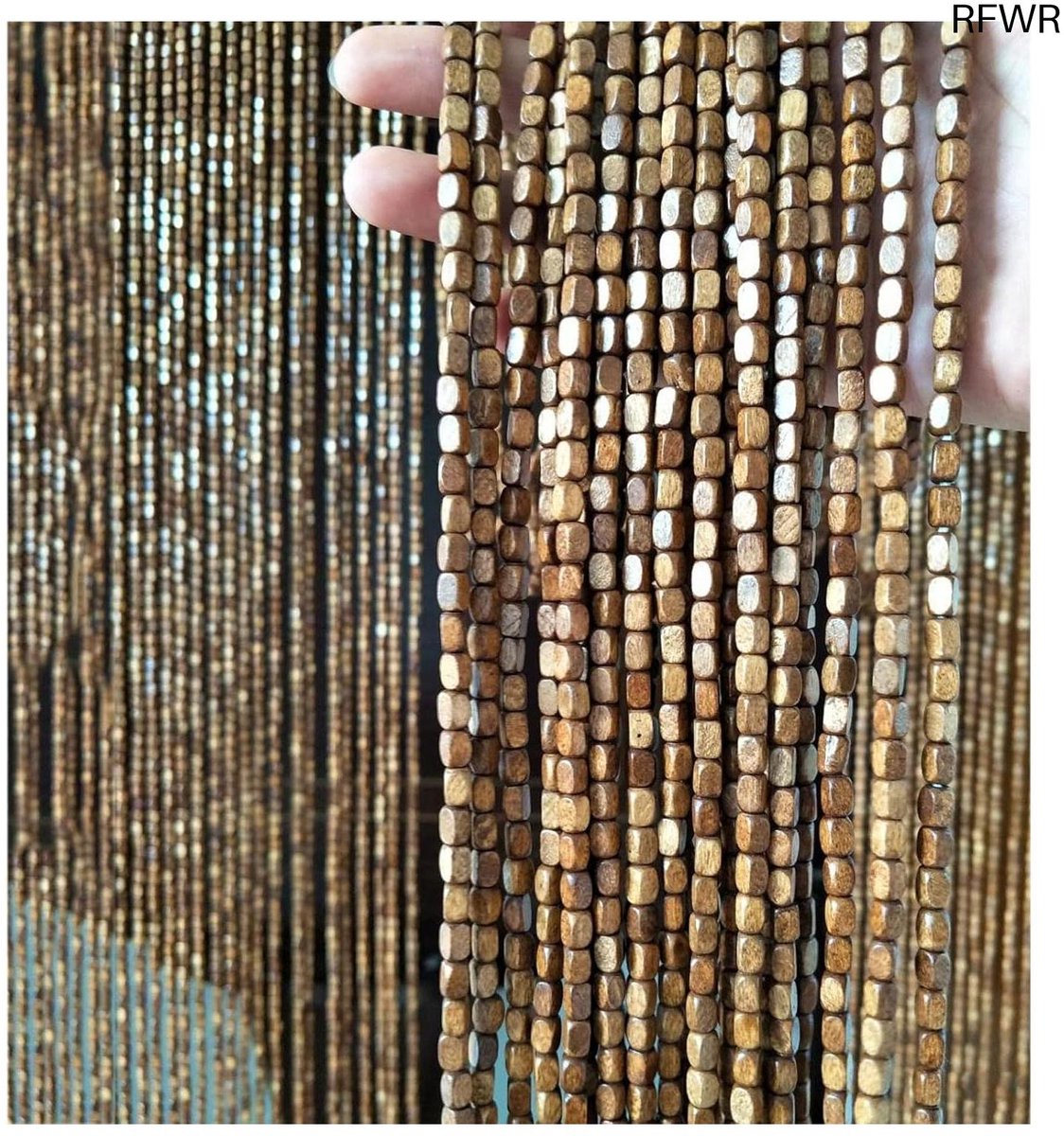 RFWR® Decoratief Bamboe Deurgordijn voor Binnen en Buiten - Handgemaakt Kralengordijn voor Slaapkamer, Woonkamer en Veranda - Aanpasbaar en Eenvoudige Installatie 90x220cm